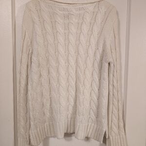 Pink Lily Cable Knit Sweater - Cream